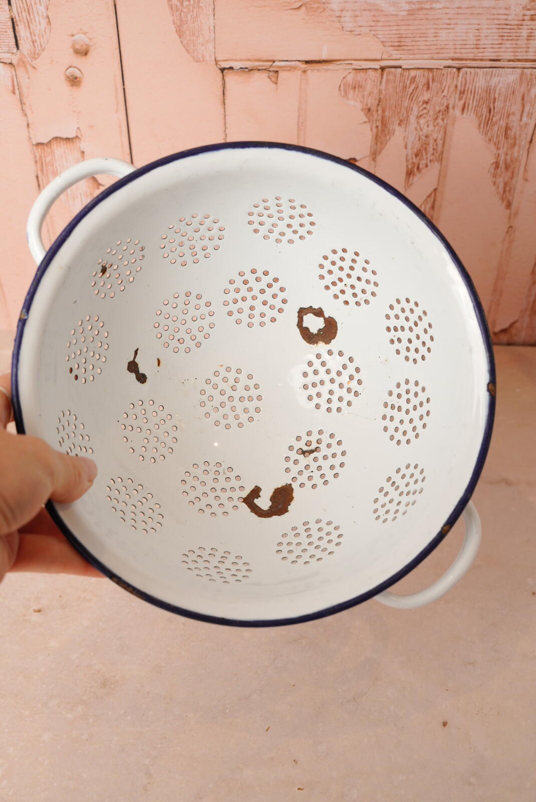 Vintage White Enamel Colander