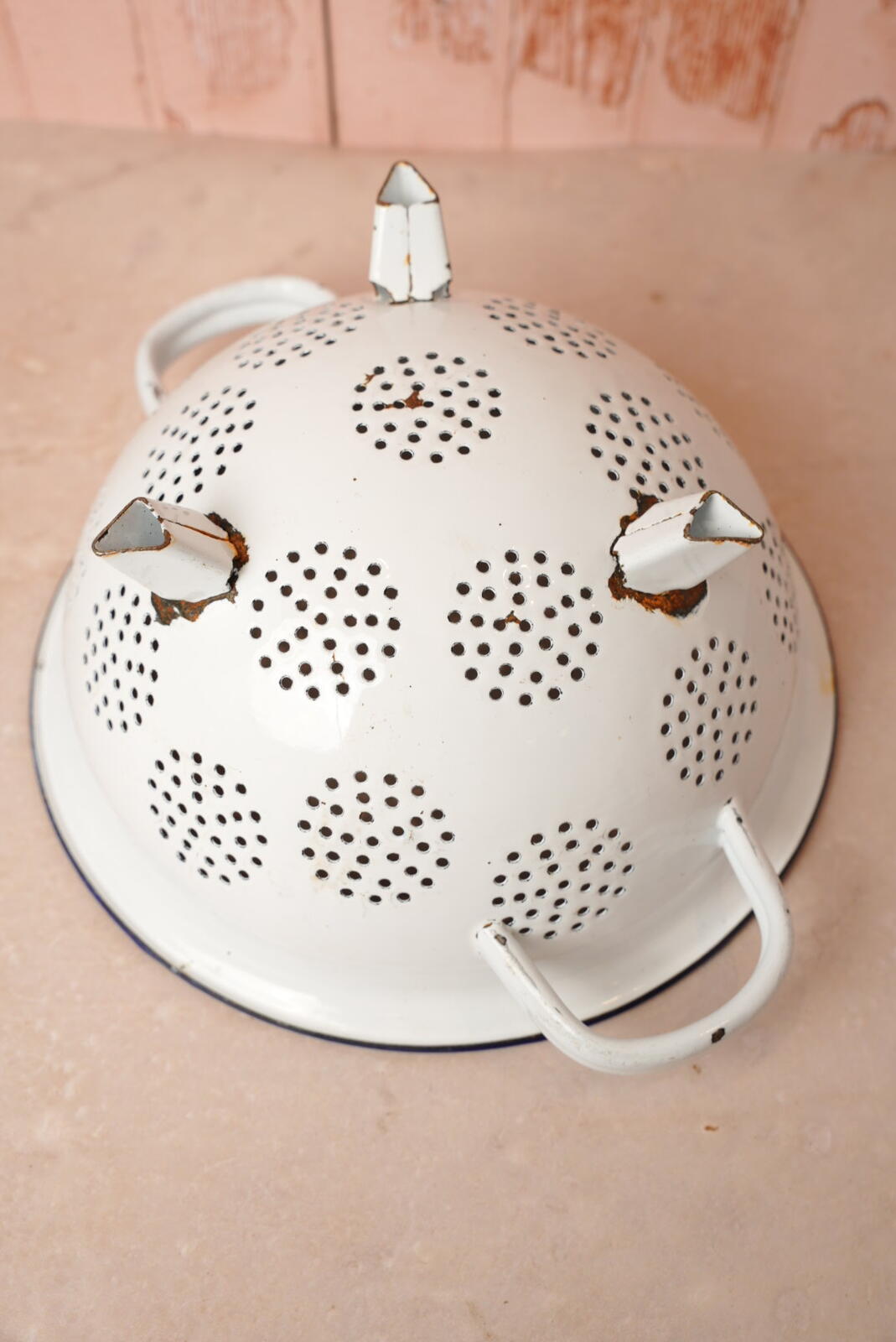 Vintage White Enamel Colander