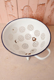Vintage White Enamel Colander