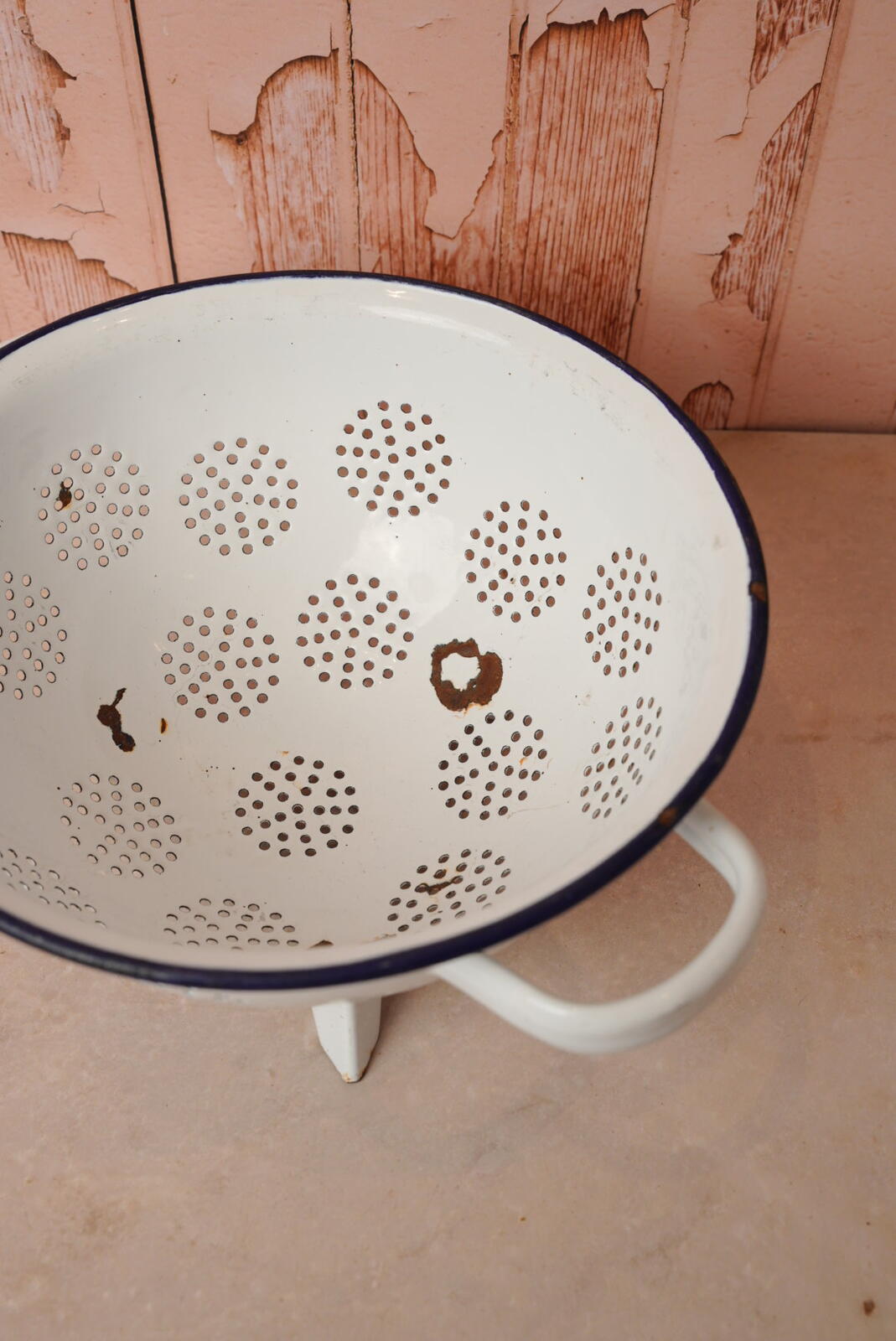 Vintage White Enamel Colander