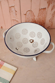 Vintage White Enamel Colander
