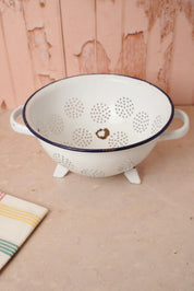 Vintage White Enamel Colander