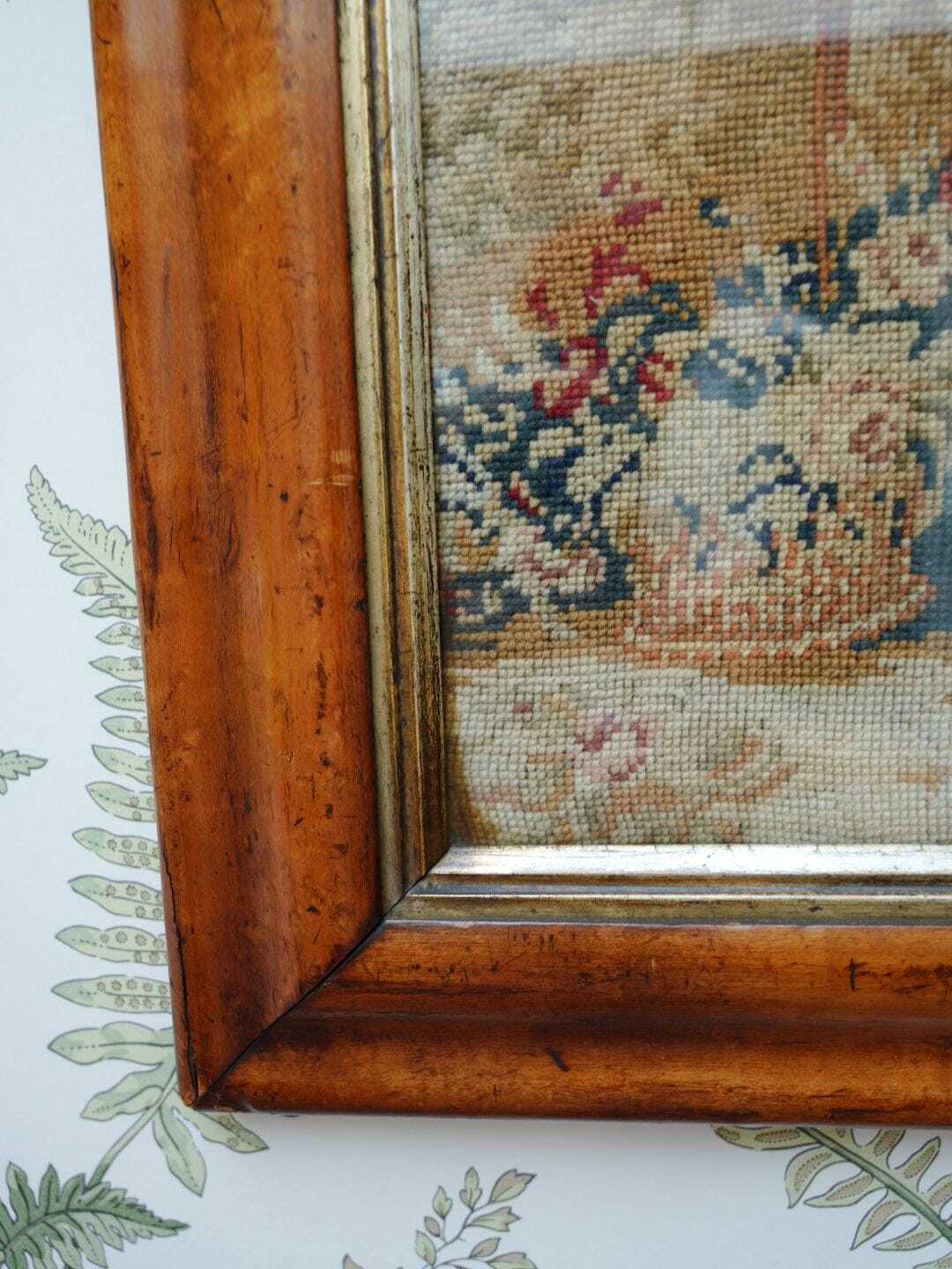 Victorian Framed Needlepoint Tapestry