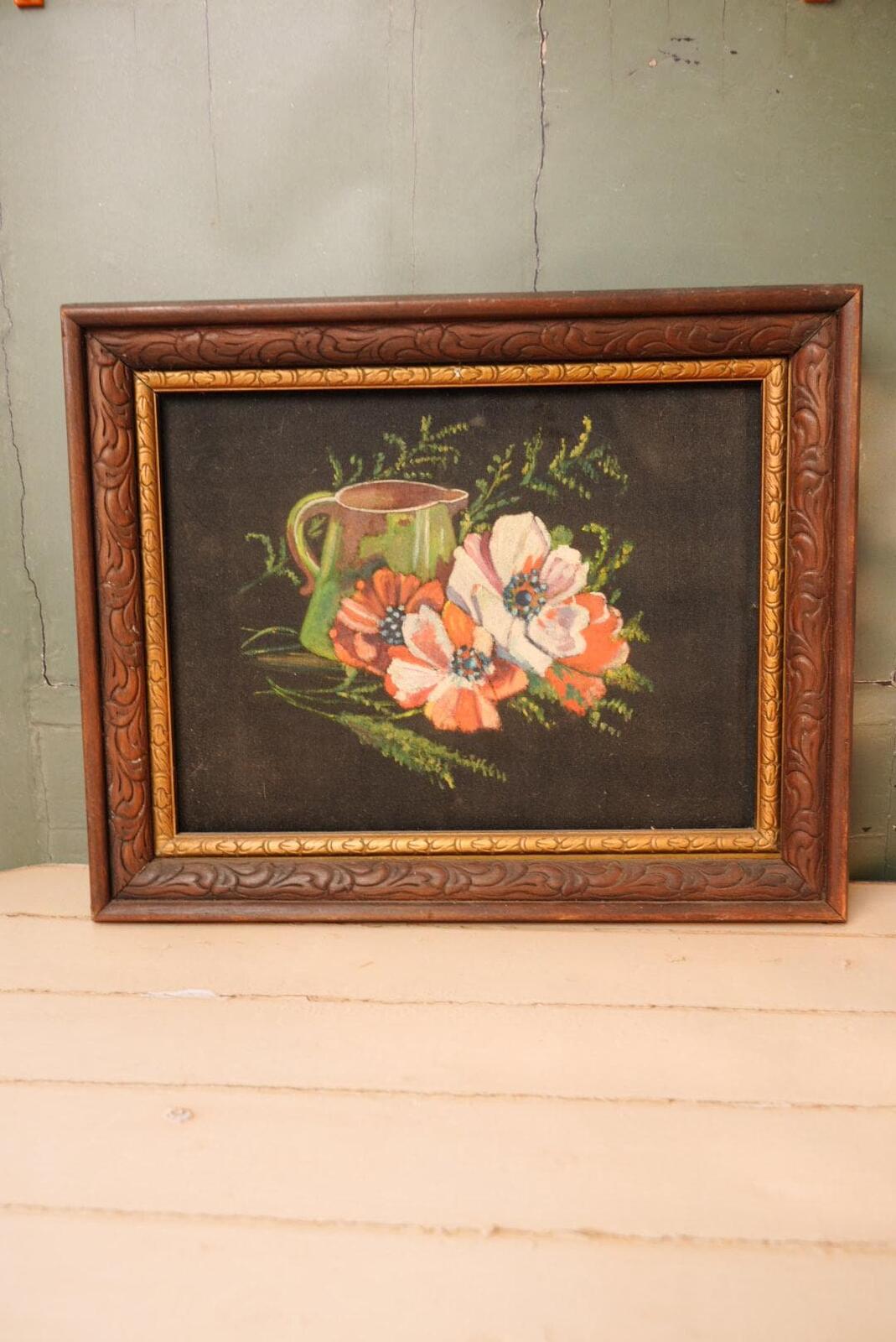 Vintage Floral Still Life Oil Painting