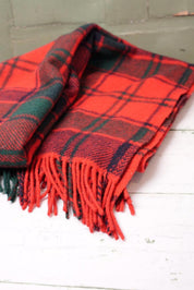 Vintage Red Green Tartan Throw