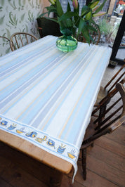 Vintage Blue Striped Tablecloth
