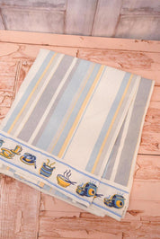 Vintage Blue Striped Tablecloth