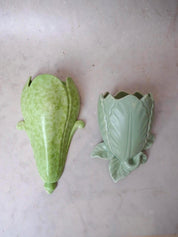 Green Pair Leaf Wall Pocket Vases