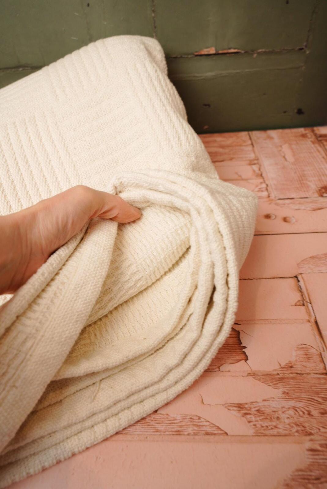 Cream Cotton Bedspread Throw
