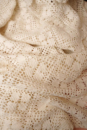 Vintage Cream Crochet Bed Throw