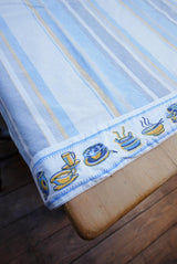 Vintage Blue Striped Tablecloth