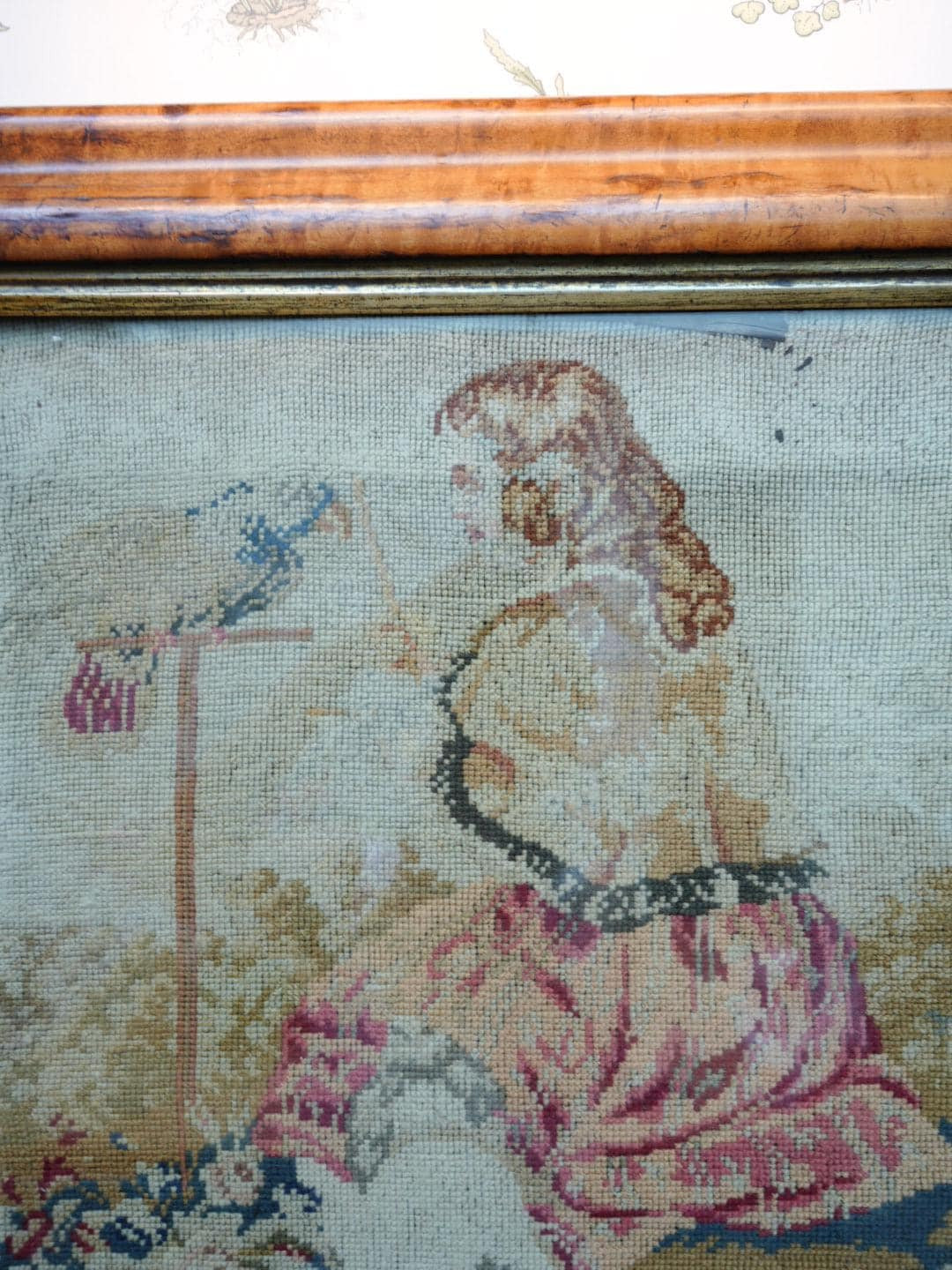 Victorian Framed Needlepoint Tapestry