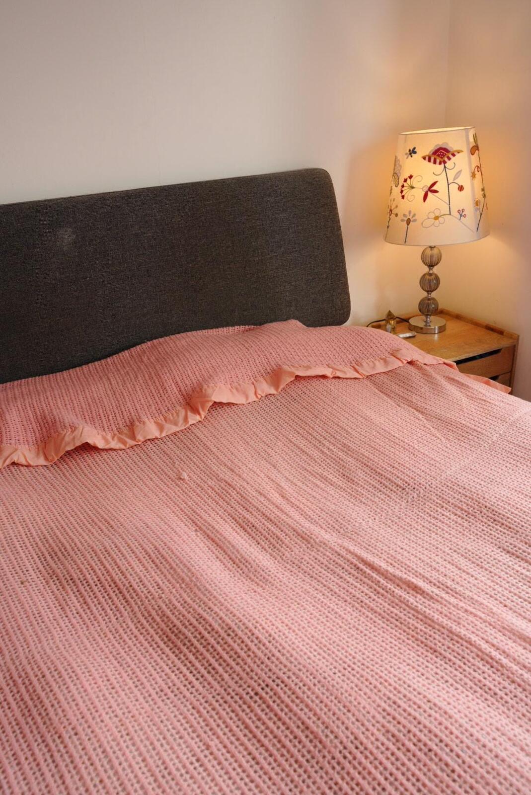 Vintage Pink Crochet Bed Throw