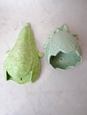 Green Pair Leaf Wall Pocket Vases