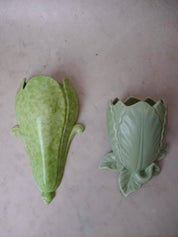 Green Pair Leaf Wall Pocket Vases