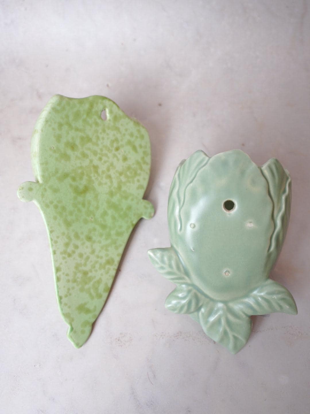 Green Pair Leaf Wall Pocket Vases