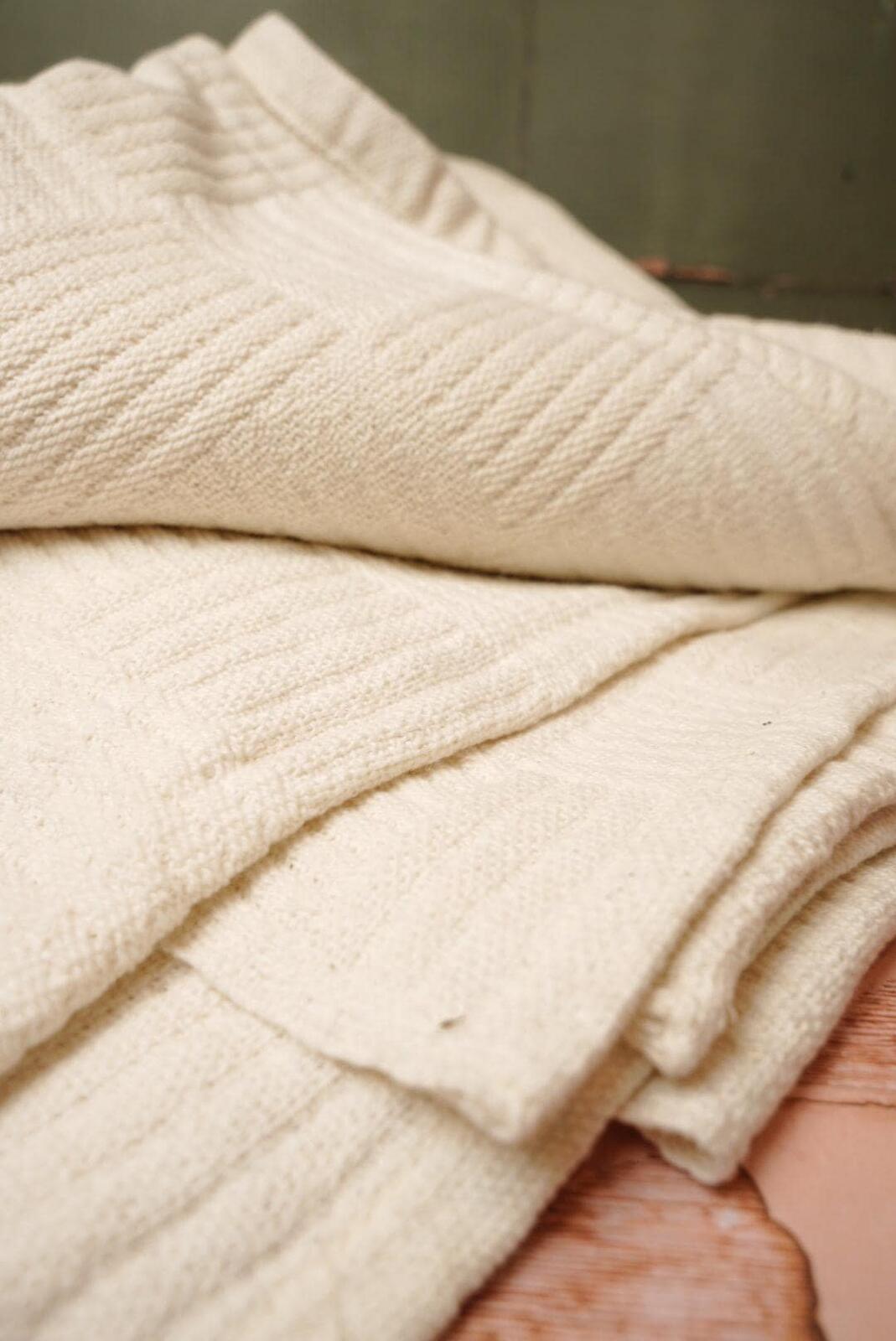 Cream Cotton Bedspread Throw