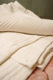 Cream Cotton Bedspread Throw