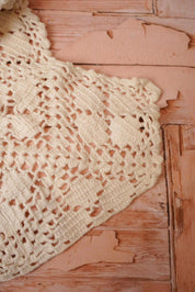 Vintage Cream Crochet Bed Throw
