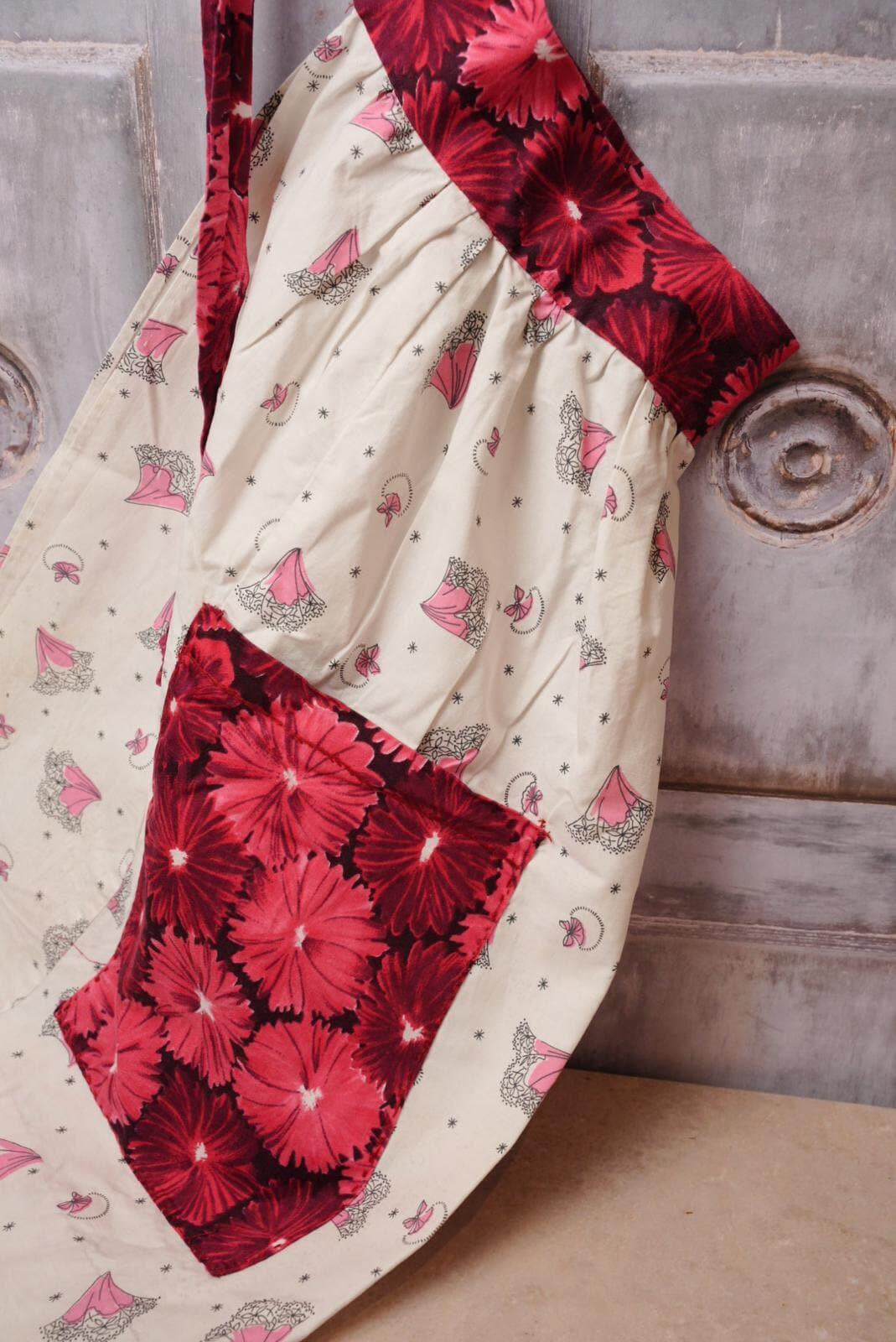 Vintage 1950s Floral Cotton Apron